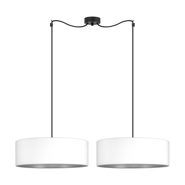 Bela dvojna viseča svetilka z detajli v srebrni barvi Bulb Attack Tres XL, ⌀ 45 cm