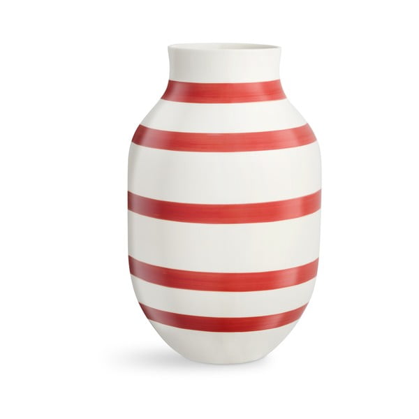 Belo-rdeča keramična vaza črtami Kähler Design Omaggio, višina 31 cm