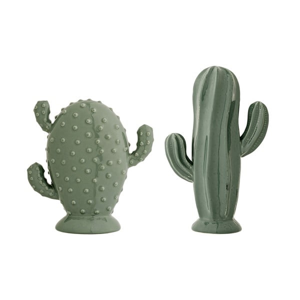 Komplet 2 zelenih dekorativnih kipcev Bloomingville Cactus