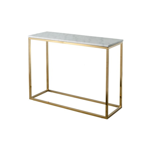 Konzolna mizica iz belega marmorja s podnožjem v zlati barvi RGE Marble, dolžina 100 cm