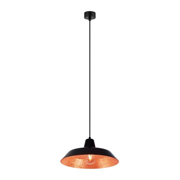 Črna viseča svetilka z notranjostjo bakrene barve Bulb Attack Cinco, ⌀ 35 cm