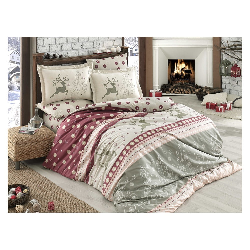 Božična posteljnina za zakonsko posteljo z rjuho Francesca, 160 x 220 cm
