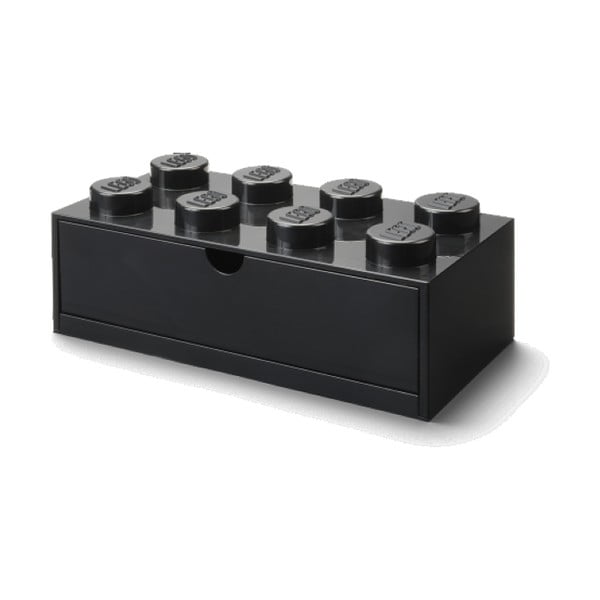 Črna škatla za pisalno mizo s predalom za kocke LEGO®, 31,6 x 11,3 cm