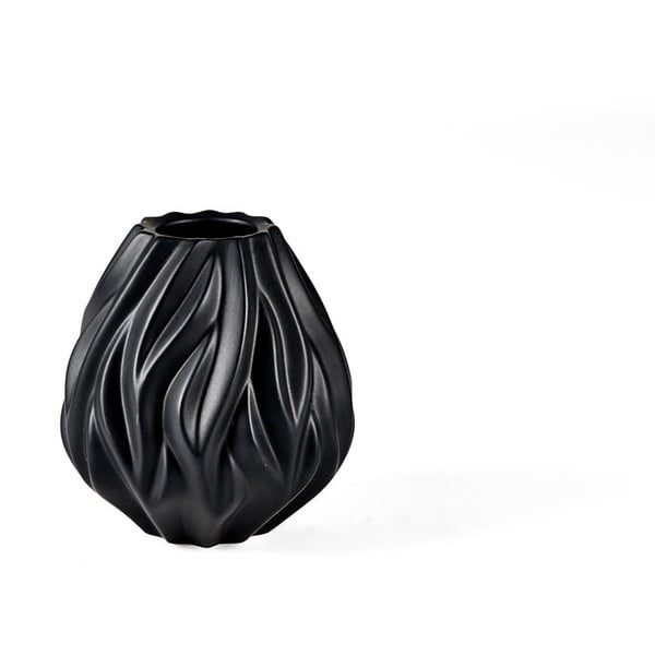 Vaza iz črnega porcelana Morsø Flame, višina 15 cm
