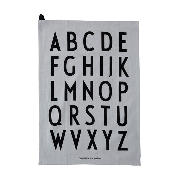 Siva bombažna kuhinjska krpa Design Letters Alphabet, 40 x 60 cm