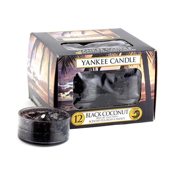 Komplet 12 sveč Yankee Candle Black Coconut, čas gorenja 4 - 6 ur
