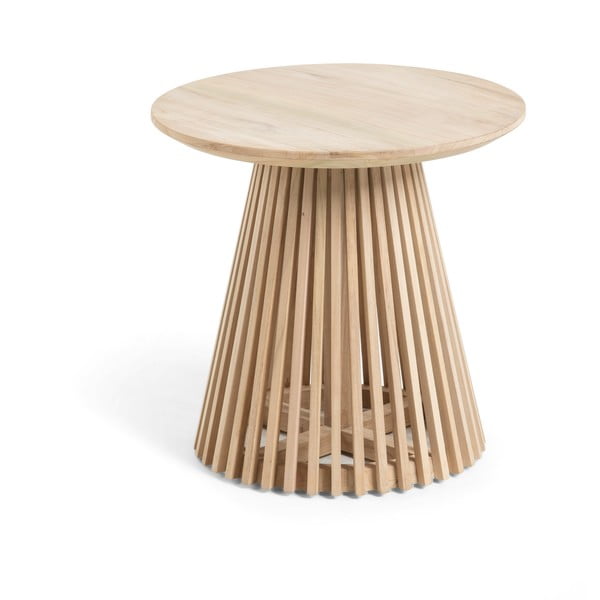 Stranska mizica iz tikovega lesa Kave Home Irune, ø 50 cm