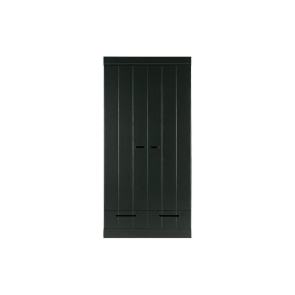 Črna garderobna omara s konstrukcijo iz borovega lesa WOOOD Connect, širina 94 cm