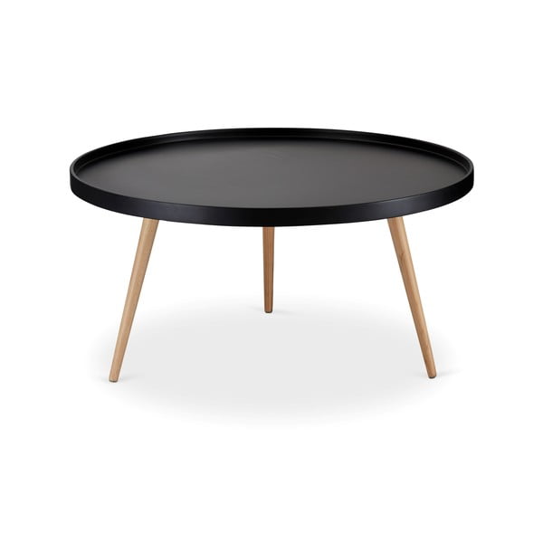 Črna mizica z nogami iz bukovega lesa Furnhouse Opus, Ø 90 cm