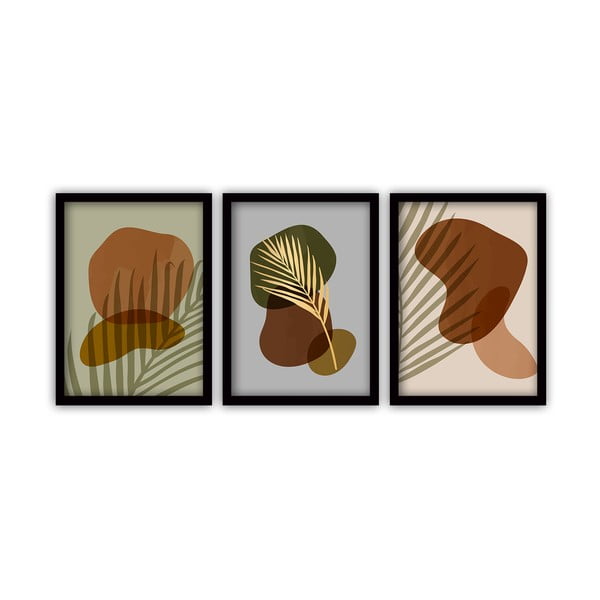 Komplet 3 slik v črnem okvirju Vavien Artwork Palm Leaves, 35 x 45 cm