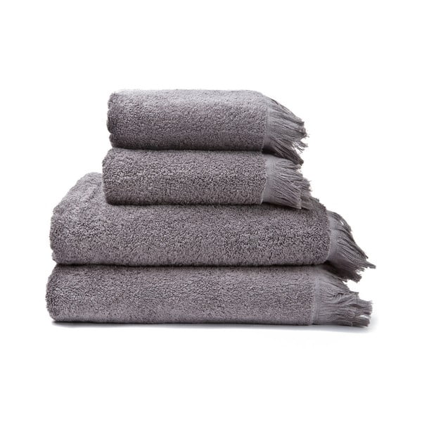 Komplet 2 sivih brisač in 2 kopalnih brisač iz 100 % bombaža Bonami, 50 x 90 + 70 x 140 cm