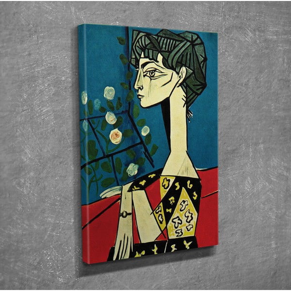Stenska reprodukcija na platnu Pablo Picasso Jacqueline with Flowers, 30 x 40 cm