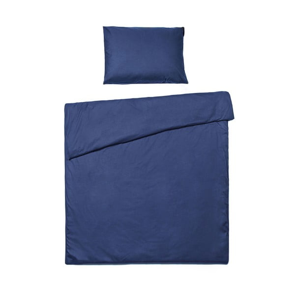 Mornarsko modra bombažna posteljnina Le Bonom, 140 x 220 cm