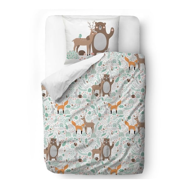 Otroško posteljno perilo iz bombažnega satena Mr. Little Fox Fox Dear Friends, 100 x 130 cm
