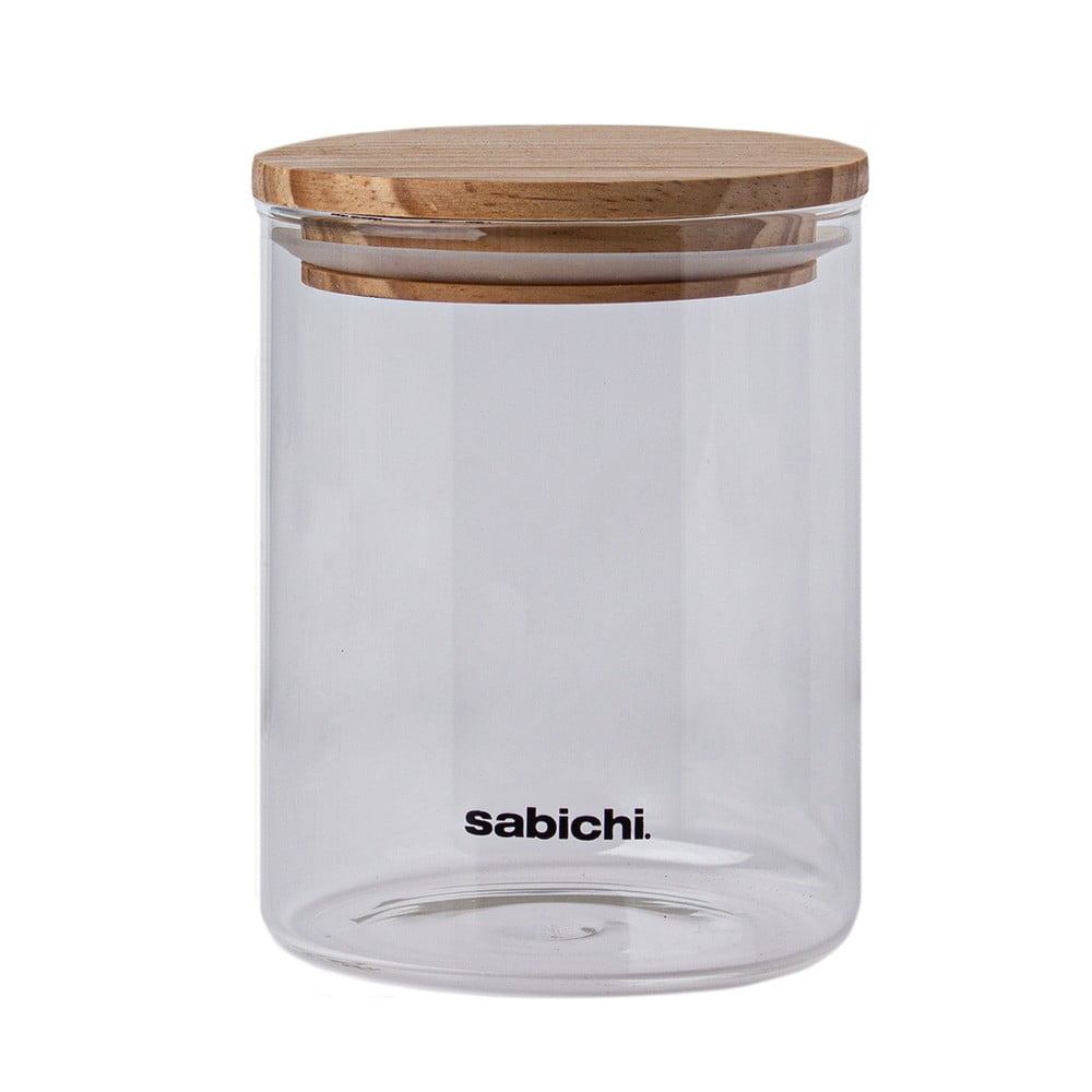 Stekleni kozarec za hrano z lesenim pokrovom Sabichi, 0,9 l