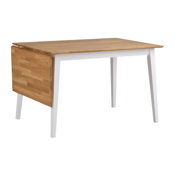 Hrastova raztegljiva jedilna miza z belimi nogami Rowico Mimi, 120 x 80 cm