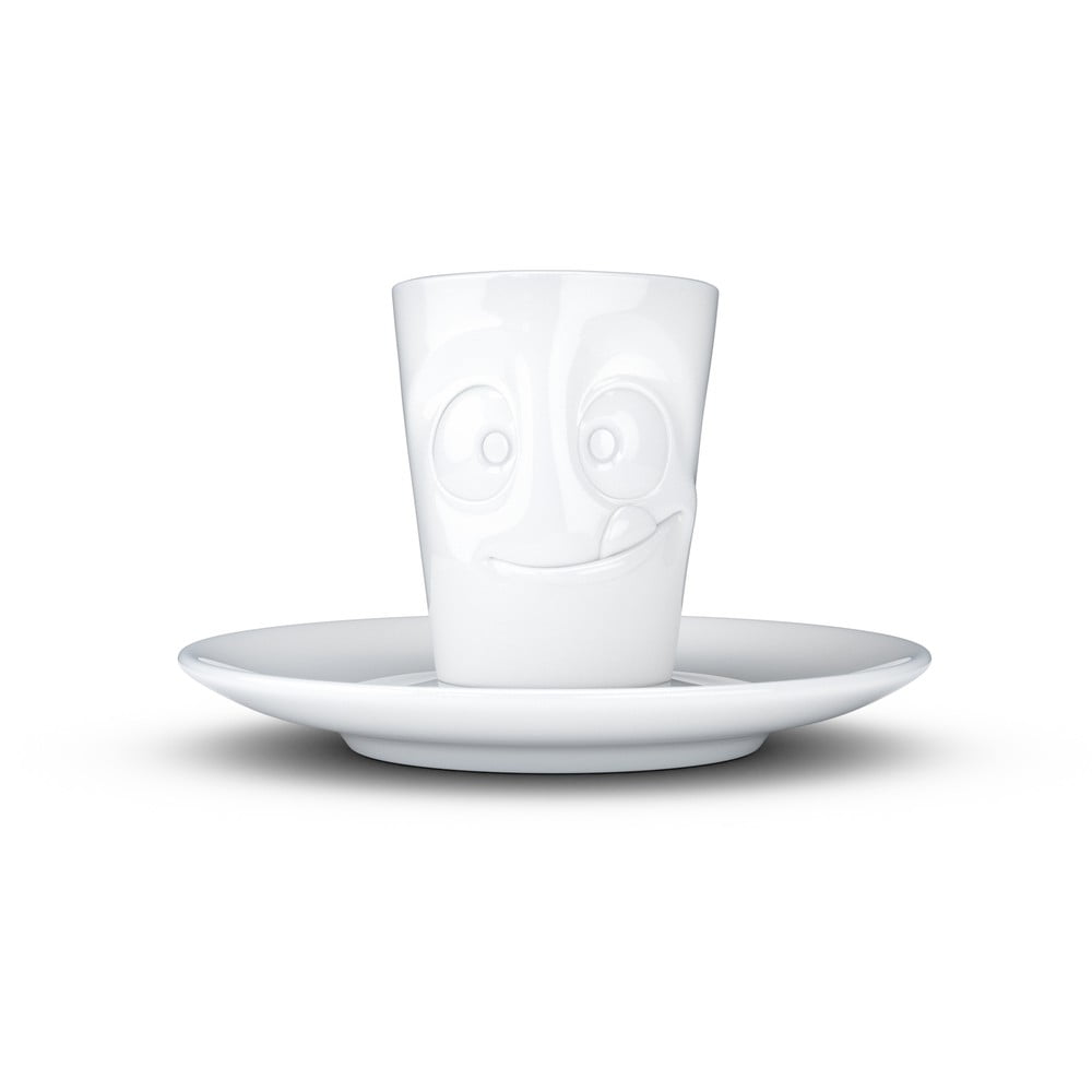 Bela porcelanska skodelica za espresso s podstavkom 58products, prostornina 80 ml
