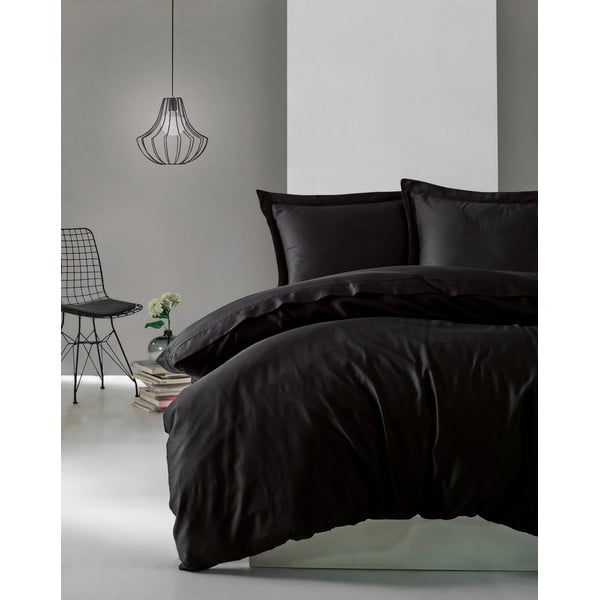 Črna posteljnina iz bombažnega satena Cotton Box Elegant, 200 x 200 cm