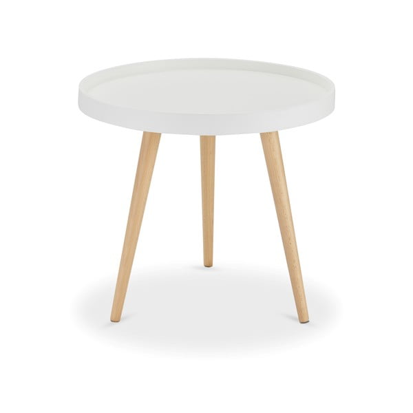 Bela stranska mizica z nogami iz bukovega lesa Furnhouse Opus, Ø 50 cm