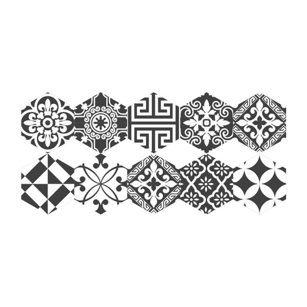 Komplet 10 talnih nalepk Ambiance Hexagons Ginola, 20 x 18 cm