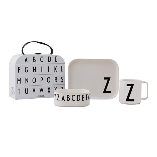 3-delni otroški jedilni set s kovčkom Design Letters Classics Z