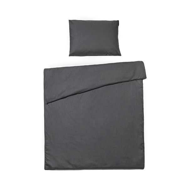 Antracitno siva bombažna posteljnina Le Bonom, 140 x 200 cm