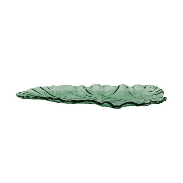 Zelen stekleni servirni krožnik Bahne & CO, 30 x 12 cm