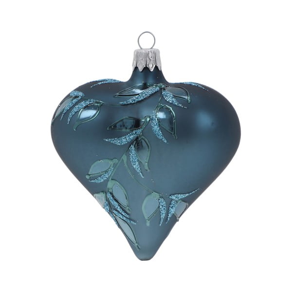 Komplet 3 modrih steklenih božičnih okraskov Ego Dekor Heart