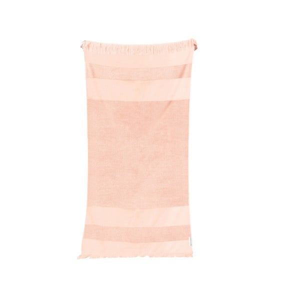 Rožnata bombažna brisača za plažo Sunnylife Summer Stripe, 175 x 90 cm