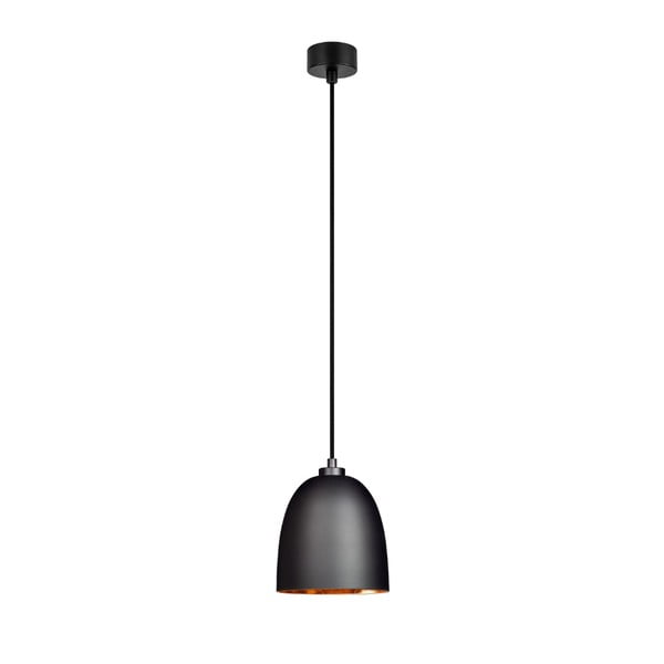 Črna viseča svetilka z detajli v bakreni barvi Sotto Luce Awa Matte