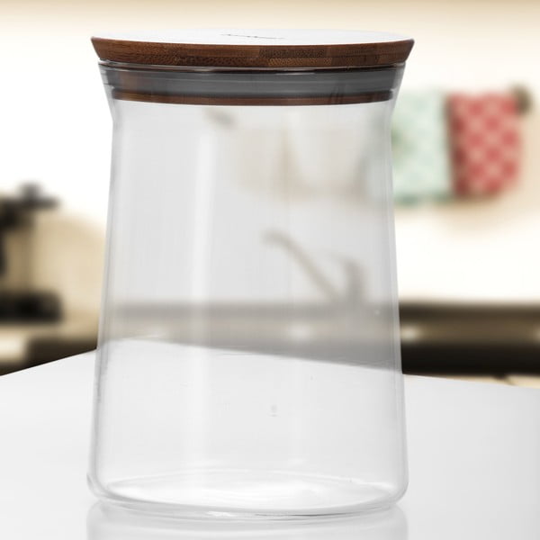 Steklen kozarec s pokrovom iz bambusa Bambum Olla, ⌀ 16 cm