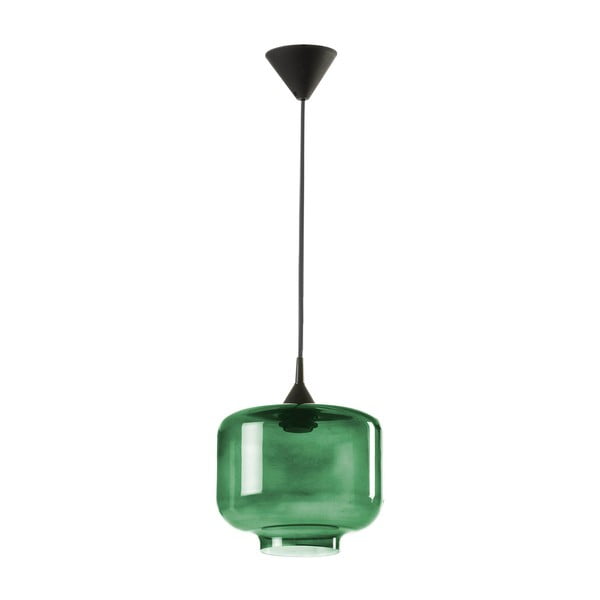Črna viseča svetilka z zelenim steklenim senčnikom Tierra Bella Ambar, ø 25 cm