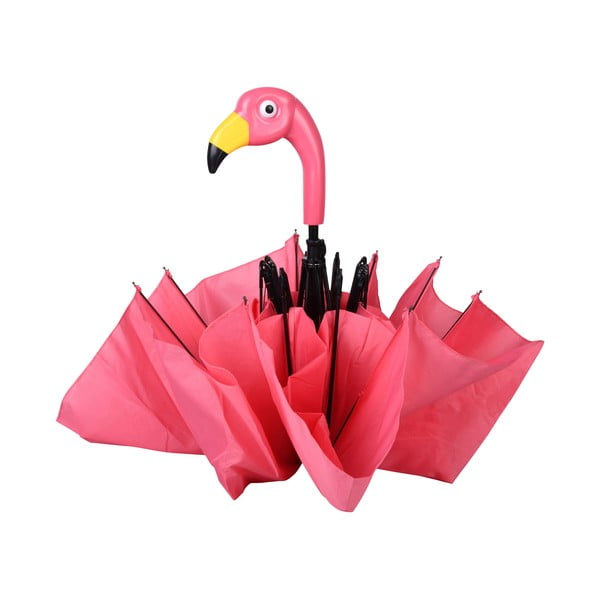 Roza zložljiv dežnik Esschert Design Flamingo, ⌀ 96,5 cm