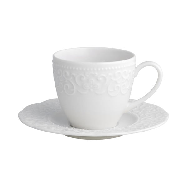 Bela skodelica za čaj s podstavkom Brandani Gran Gala