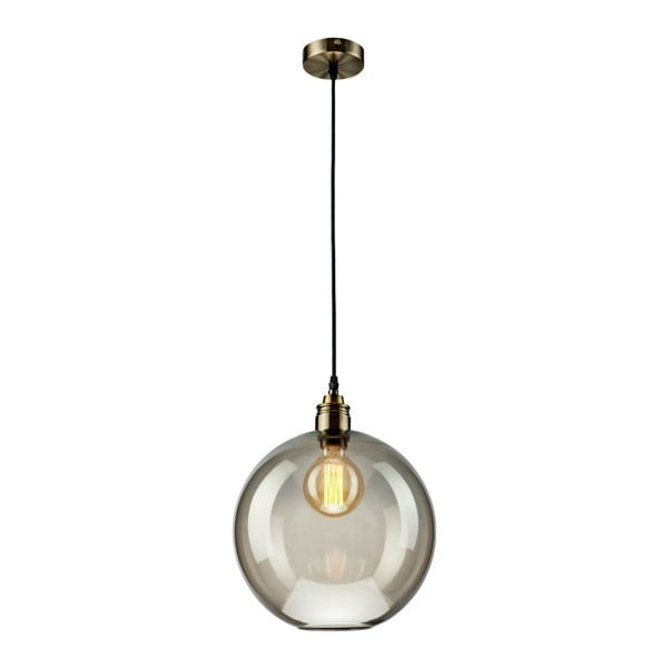 Steklena viseča svetilka v sivi barvi Lamkur Ball