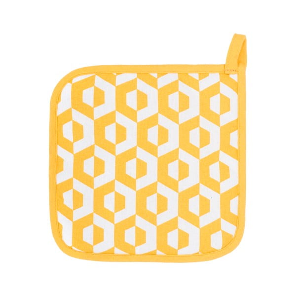 Komplet 2 rumenih bombažnih kuhinjskih rokavic Tiseco Home Studio Hexagon