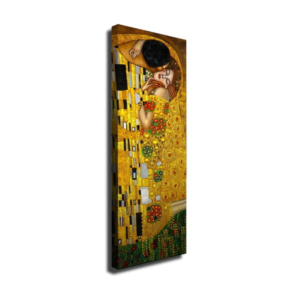 Stenska reprodukcija na platnu Gustav Klimt The Kiss, 30 x 80 cm