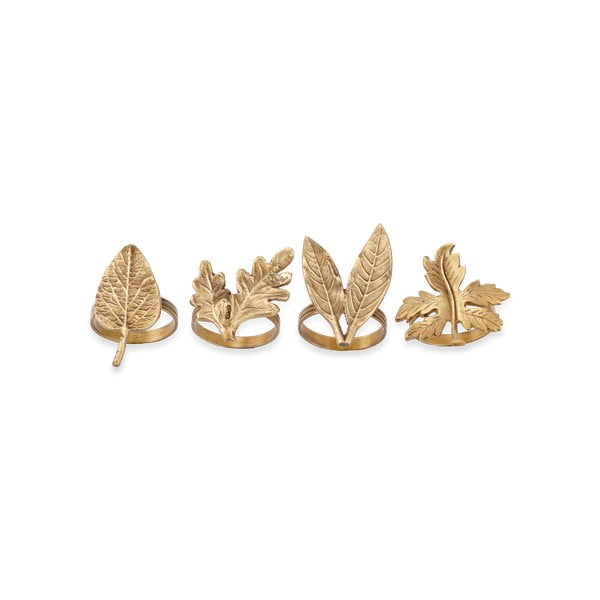 Komplet 4 obročkov za prtičke v zlati barvi Nkuku Leaf Brass