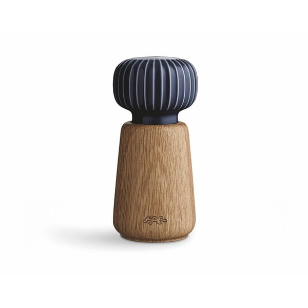 Mlinček za začimbe iz hrastovega lesa s temno modrimi porcelanastmi detajli Kähler Design Hammershoi, višina 13 cm