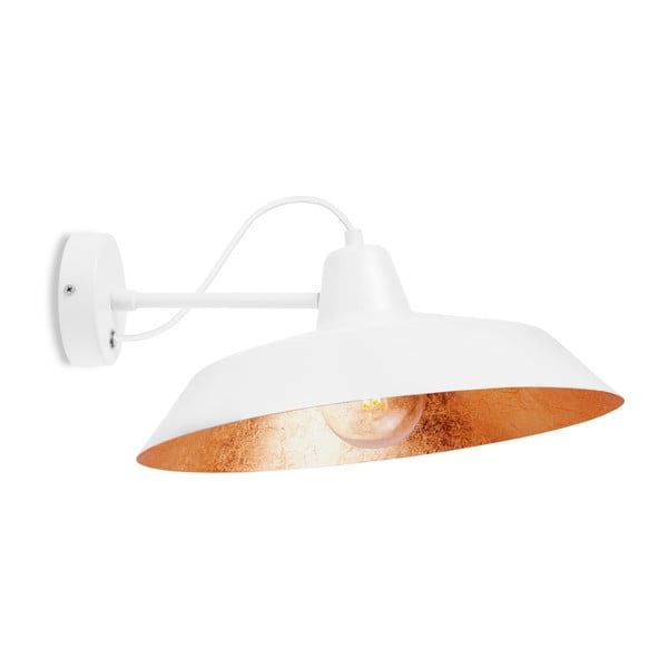 Bela stenska svetilka z detajli v bakreni barvi Bulb Attack Cinco Basic, ⌀ 40 cm