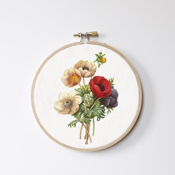 Stenska dekoracija Surdic Stitch Hoop Flowers, ⌀ 27 cm