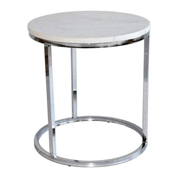 Stranska mizica iz belega marmorja s kromiranim podnožjem RGE Accent, ⌀ 50 cm