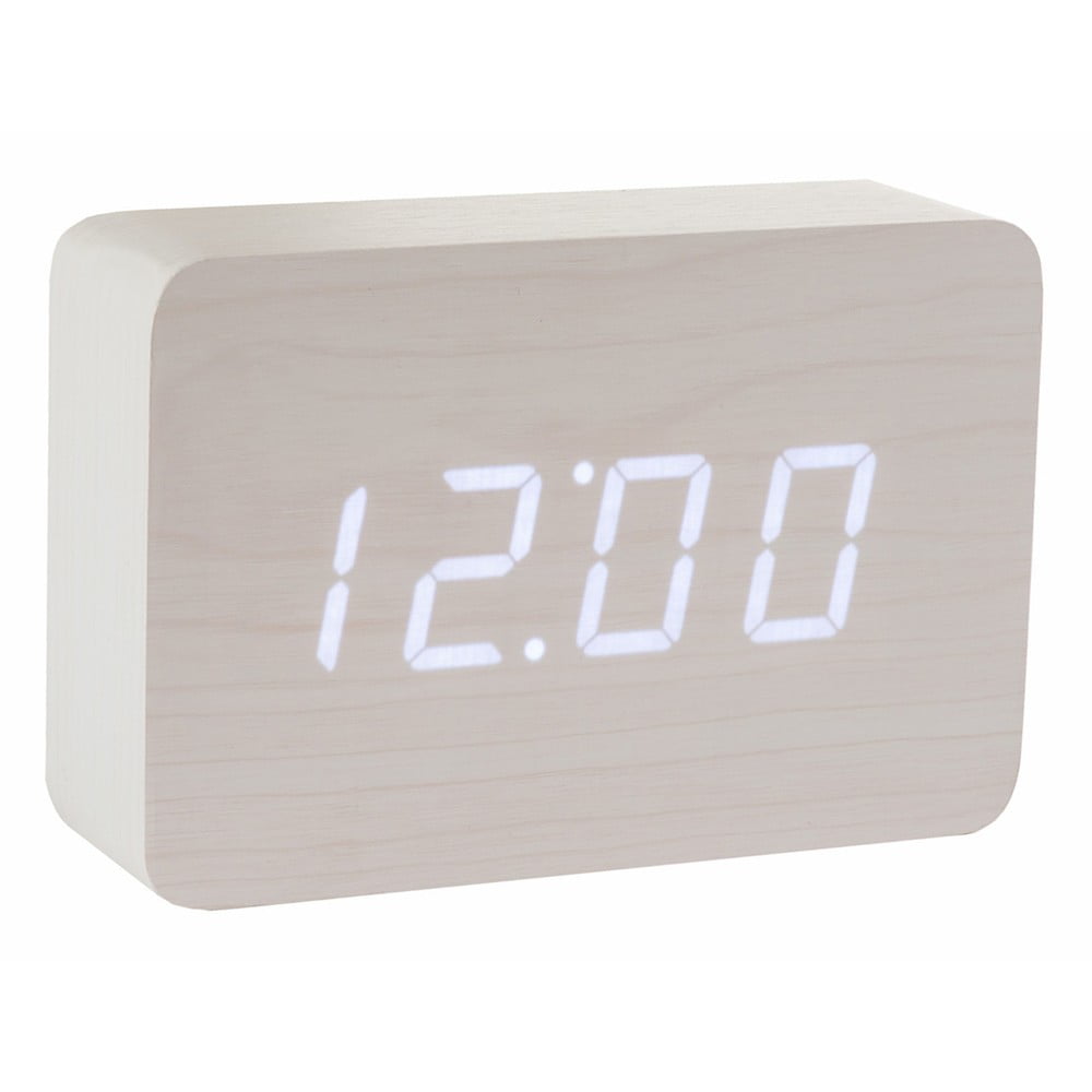 Bela budilka z belim LED zaslonom Gingko Brick Click Clock