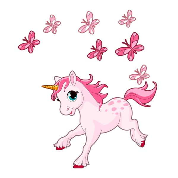 Stenske nalepke Ambiance Pink Unicorn in Papillons