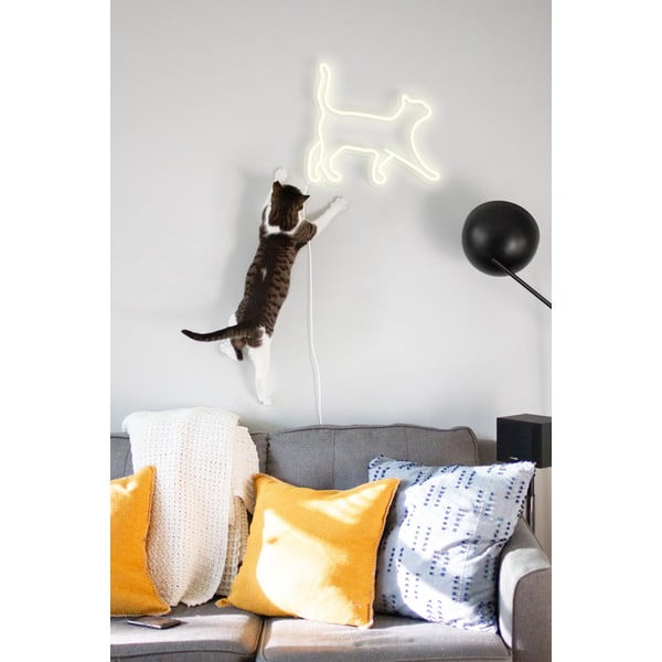 Bela stenska svetleča dekoracija Candy Shock Cat, ø 40 x 37 cm