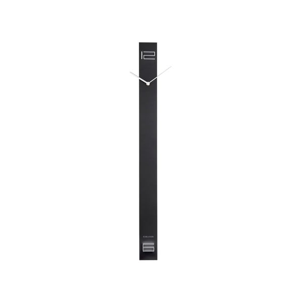 Črna lesena stenska ura Karlsson Discreet Long, 7,7 x 90 cm