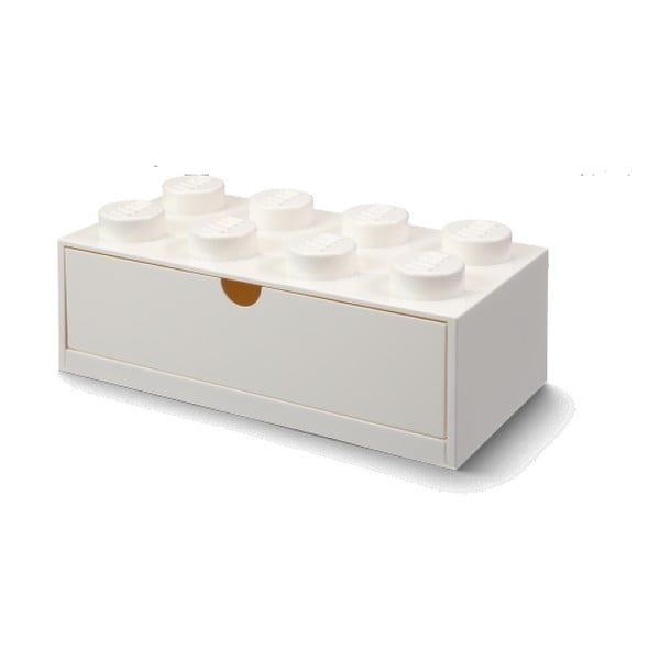 Bela škatla za pisalno mizo s predalom za kocke LEGO®, 31,6 x 11,3 cm