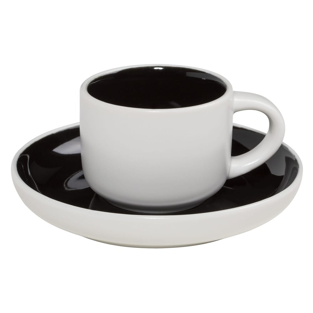 Črno-bela porcelanska skodelica za espresso s podstavkom Maxwell & Williams Tint, 100 ml