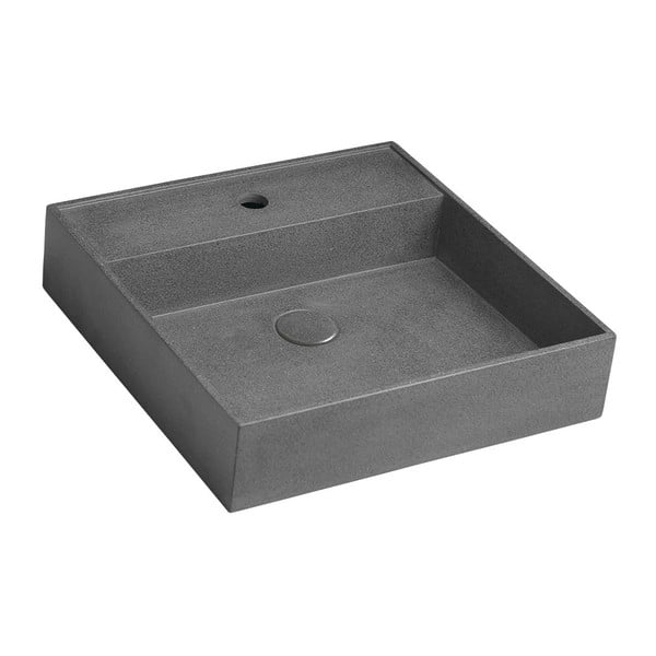Temno siv betonski umivalnik Sapho Quadrado, 46 x 46 cm
