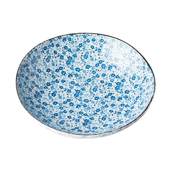 Modro-bel keramičen globoki krožnik MIJ Daisy, ø 21 cm